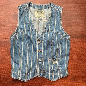 Vintage Guess Jeans Blue Striped Denim Vest